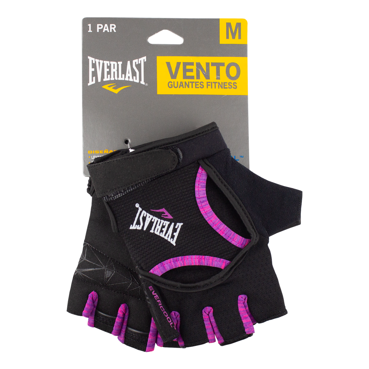 Guantes Fitness Vento Negro/Rosado Mujer Everlast