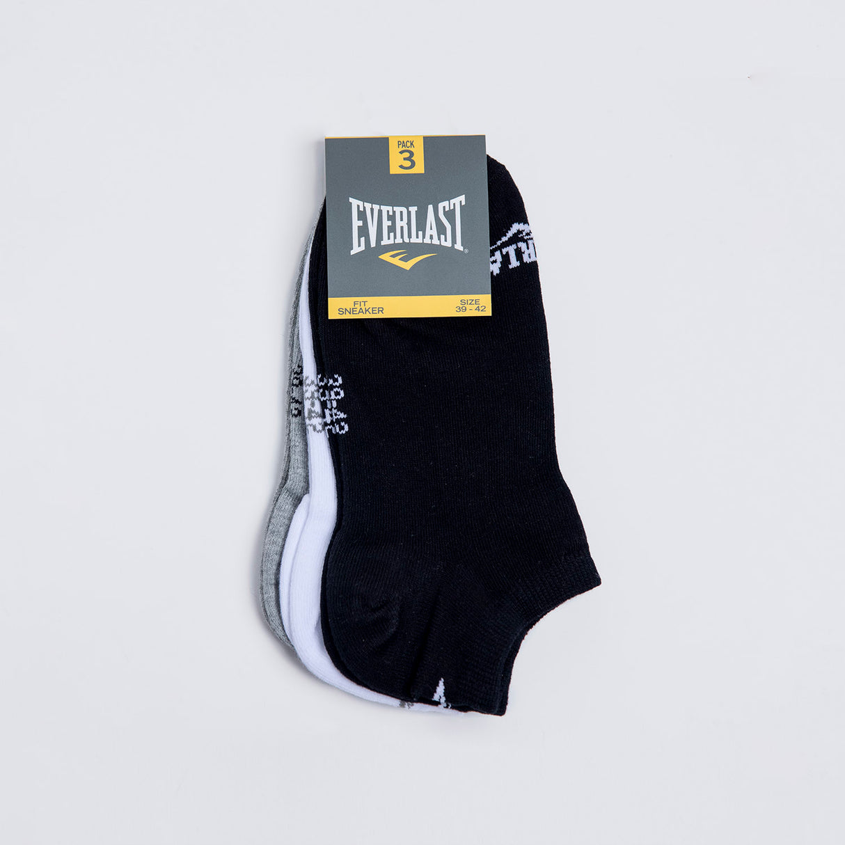 Tripack Calcetines Sneaker Negro-Blanco-Gris Everlast