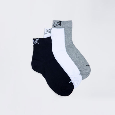 Tripack Calcetines Quarter Negro-Blanco-Gris Everlast