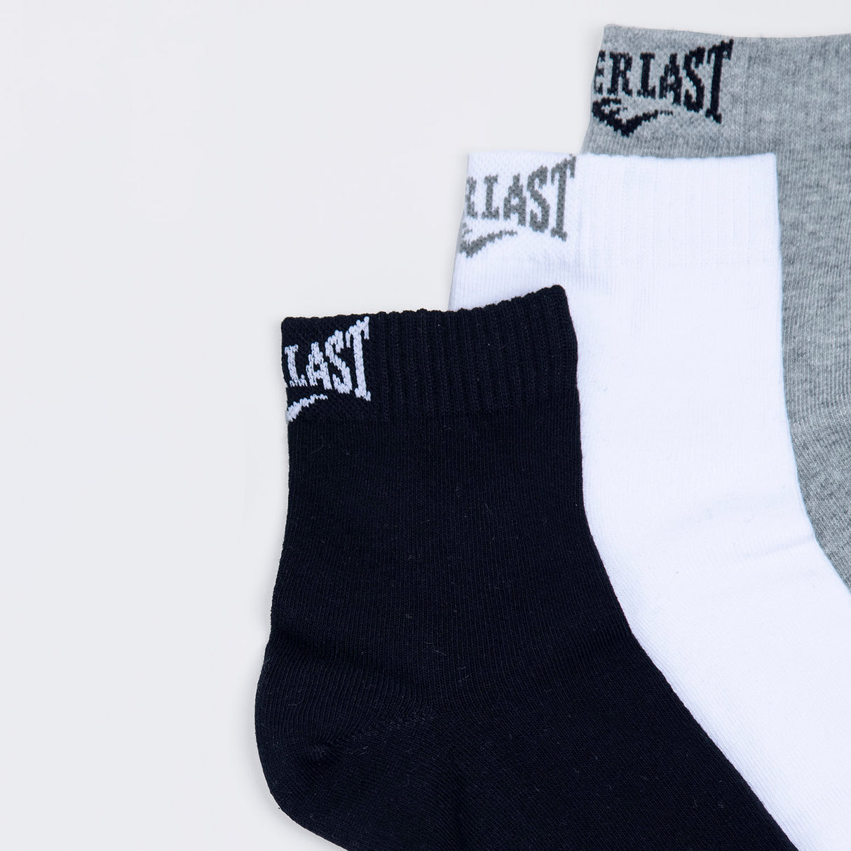 Tripack Calcetines Quarter Negro-Blanco-Gris Everlast