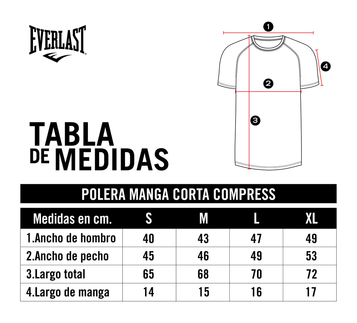 Polera de Compresión Manga Corta Blanco Everlast